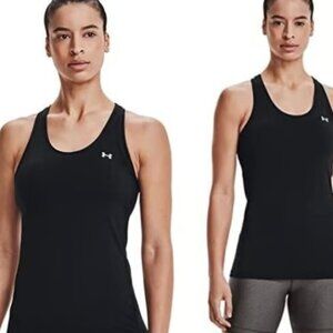 Under Armour Women's HeatGear Racerback Tank Top Size XXS Black Metallic Silver